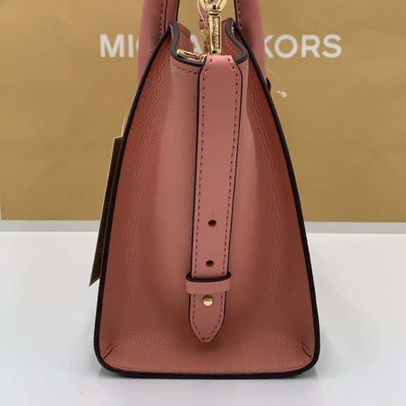 Michael Kors Avril Small Logo Top-Zip Satchel Sunset Rose - Picture 14 of 16